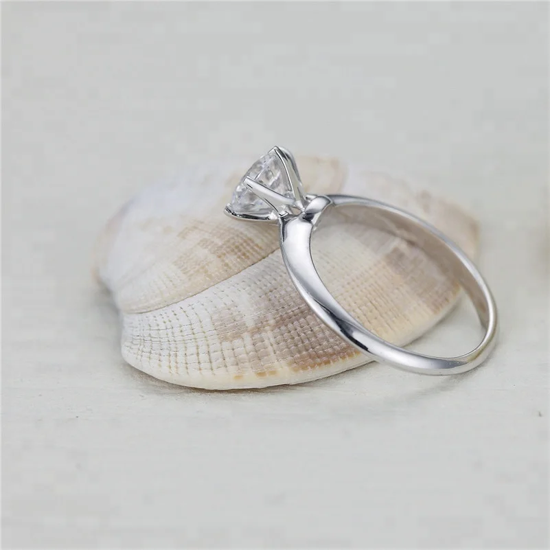 
Simple Design Gold Plated 925 Sterling Silver 1 Carat Solitaire CZ Diamond Engagement wedding Rings Jewelry for Women Price 