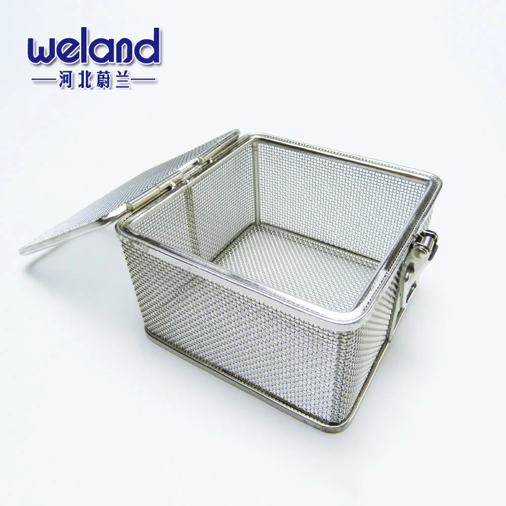 Stainless Steel Electropolished Mecidal sterilization Mesh Basket with Locking Lid