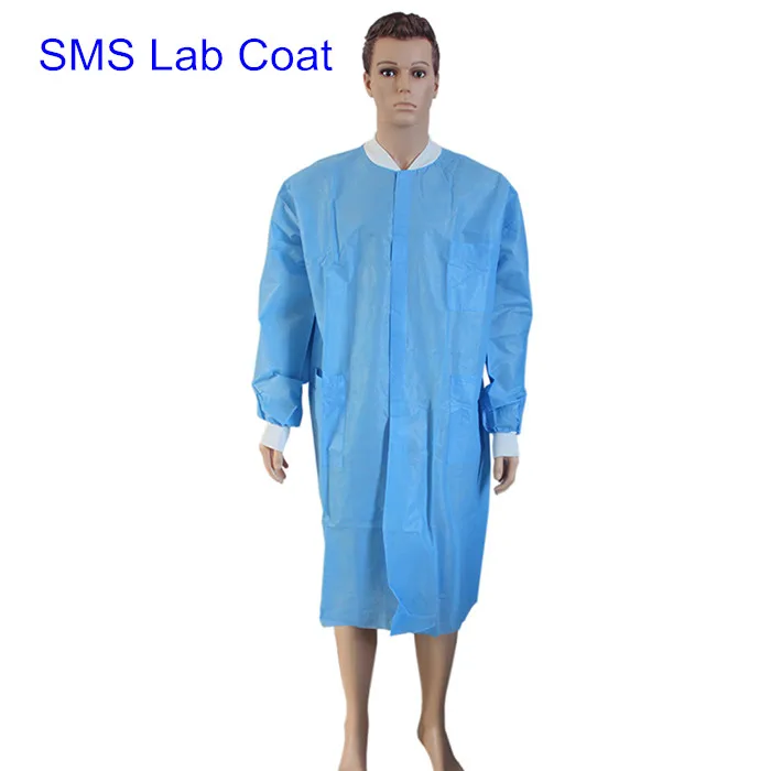 Shirt collar non woven PP surgical gown lab coat cheap price medical doctor disposable non woven hospital gown