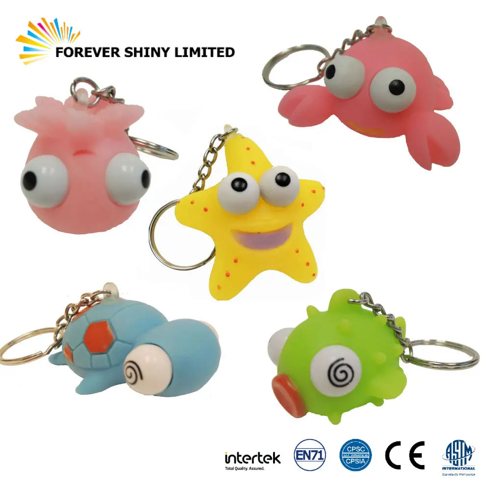 Promotional Souvenir Spielzeug Small Capsule Toy Vinyl PVC Sea Animal Eye Popper Keychain for Vending Machine