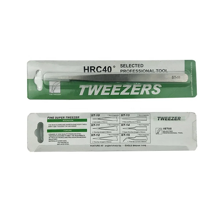 ST-11 Industrial Stainless Steel Chip ESD Tweezer for Mobile Phone