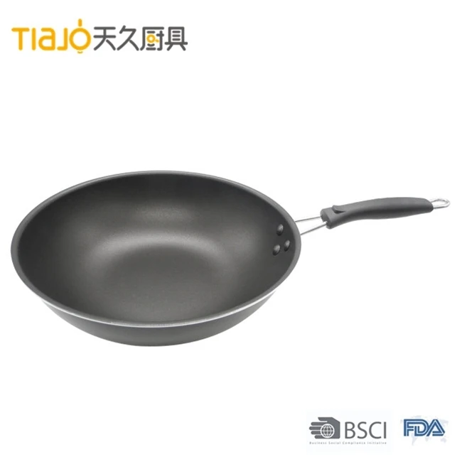 High Quality Pressed Aluminum Black Nonstick Wok