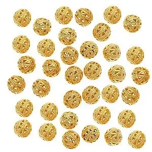 Gold Plated Jewelry Finding Beads Brass Filigree Beads
