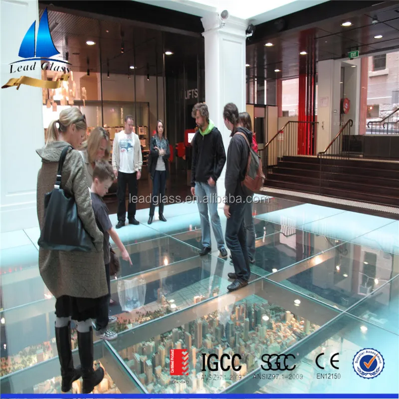 High Quality Tempered Toughened Double Triple Pane Laminated Sandwich Glass in 20mm 40mm Price / Rates For Building Floor Panels