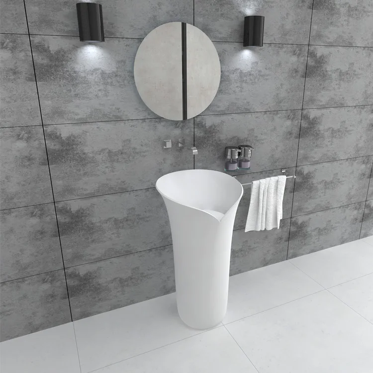 SM-8513 Pedestal Stone Sink, Bathroom Freestanding Basins