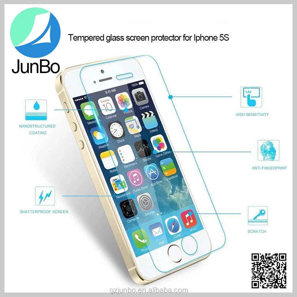Скидка, оптовая Цена 0.33 мм 2.5D Закаленное Стекло-Экран Протектор для iPhone 5S