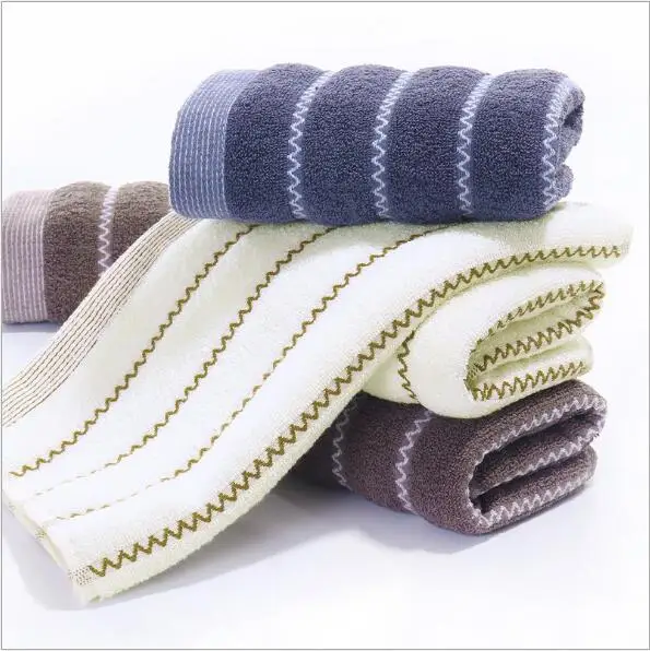 Home textiles wholesale fashion soft solid color striped long bathroom face wash towel