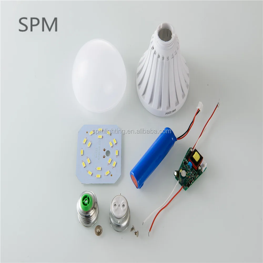 zhongshan 220v 12W raw material factory emergency skd led bulb parts