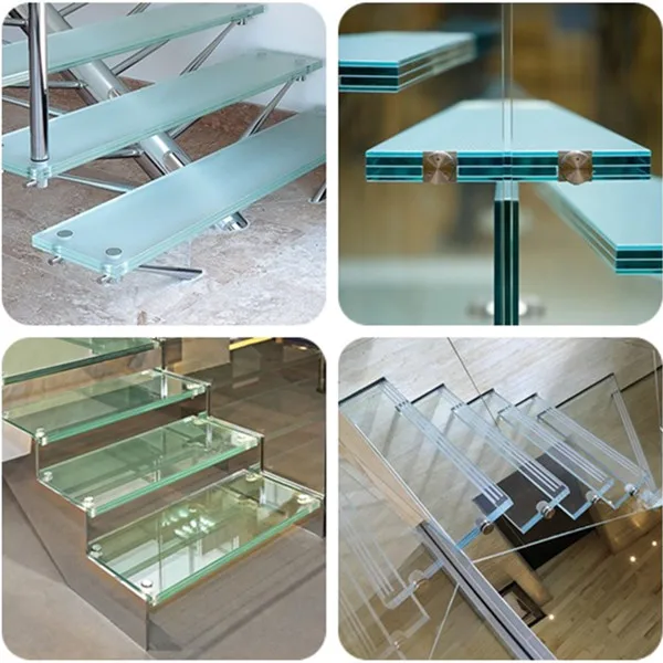 Three layer glass 6+6+6mm 20.28mm tempered safety laminated glass stairs