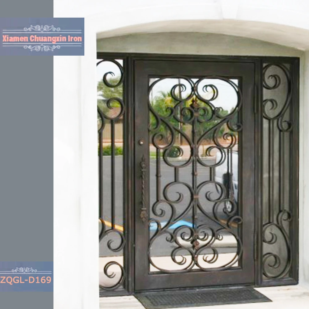 
Swing Open Style and Exterior Position Top-selling Wrought Iron Entry Doors 