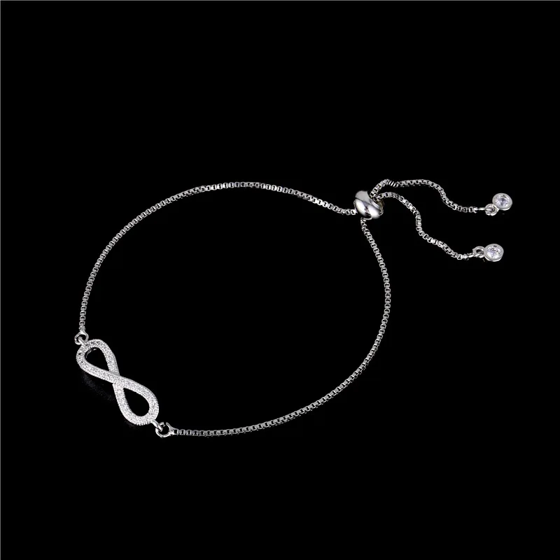 
Factory wholesale adjustable jewelry pull handle rope cross no limit 8 word set zircon bracelet 