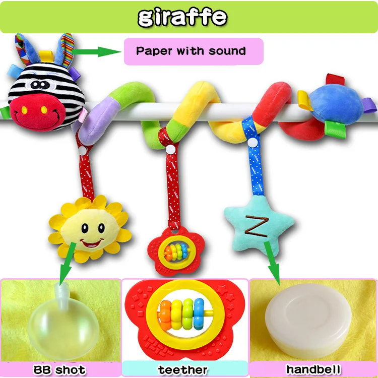 
Baby carriage cradle decoration OEM animal rattle fur rattle toy hot sale other baby toy teeth 