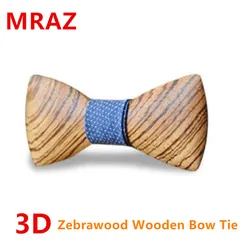 March Expro  MBT217 wholesale handmade custom logo self tie zebrawood wooden bow tie