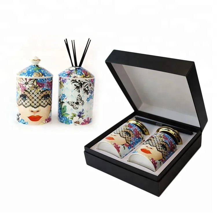 Лидер продаж, керамическая банка для свечей, язычковый диффузор, подарочные наборы для свечей