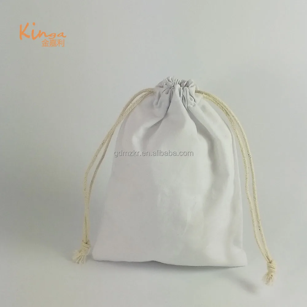 wholesale small plain white cosmetic packing pouch canvas cotton drawstring bag