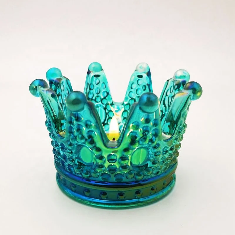 New Product Ideas Colorful Plating Crown Wedding Decoration Candle Holder