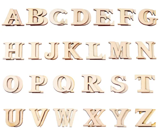 
52 Pieces Wood Letters Wooden Alphabets Letter Craft Pieces for DIY Wedding Display Decor 