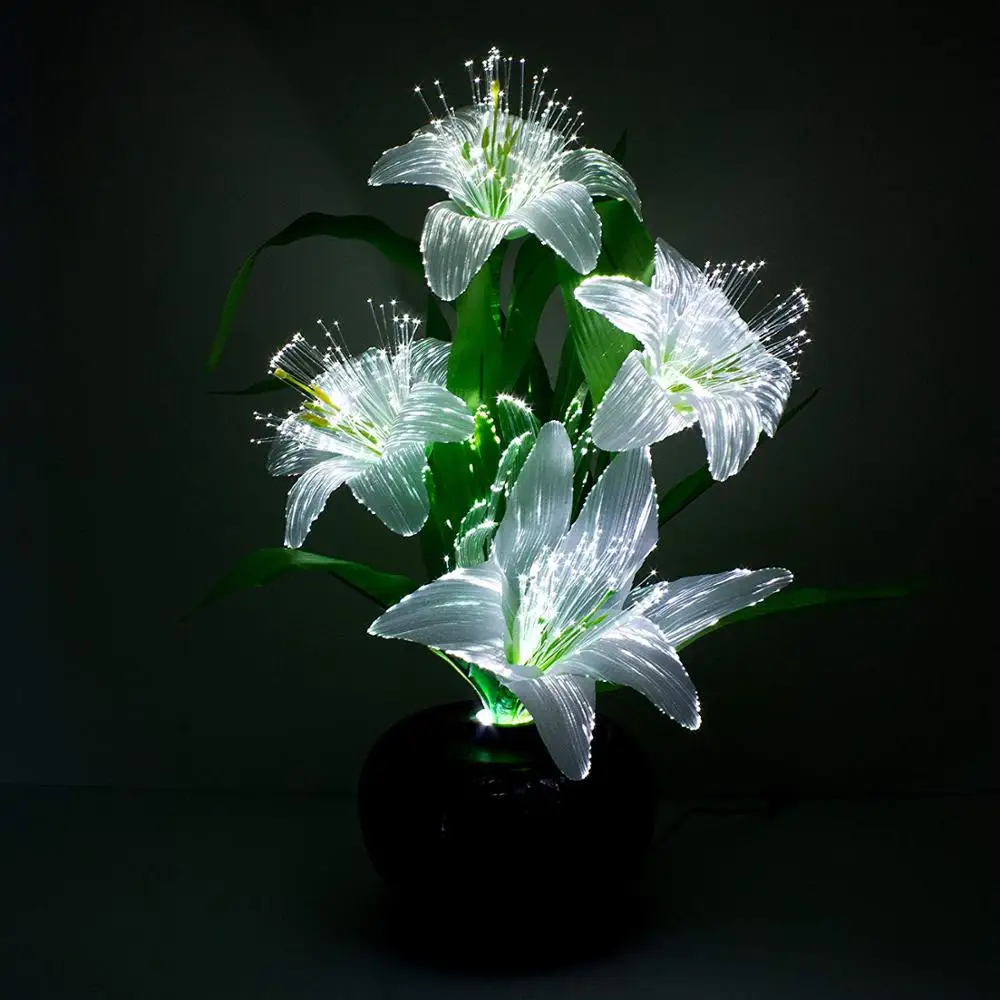 LED plastic  color changing fiber optic Lily  flower lamp  for home decoration