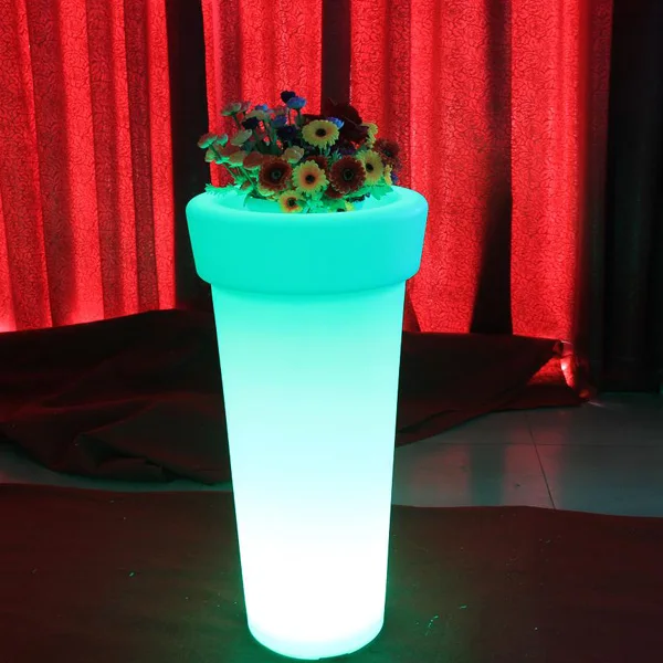 Light up flower pot lighted outdoor flower pots PE material led vase light