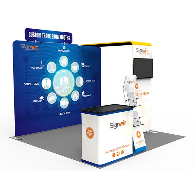 custom Sizes Portable and Pillowcase Backdrops with tv for advertising trade show