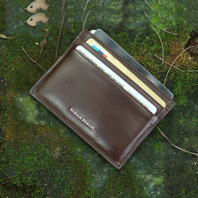 Hiram Beron Italian Leather Credit Card Wallet Brown