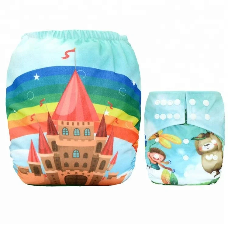 Digital Prints Suede Cloth Pocket Diaper/Nappy,with one front pocket,waterproof and breathable