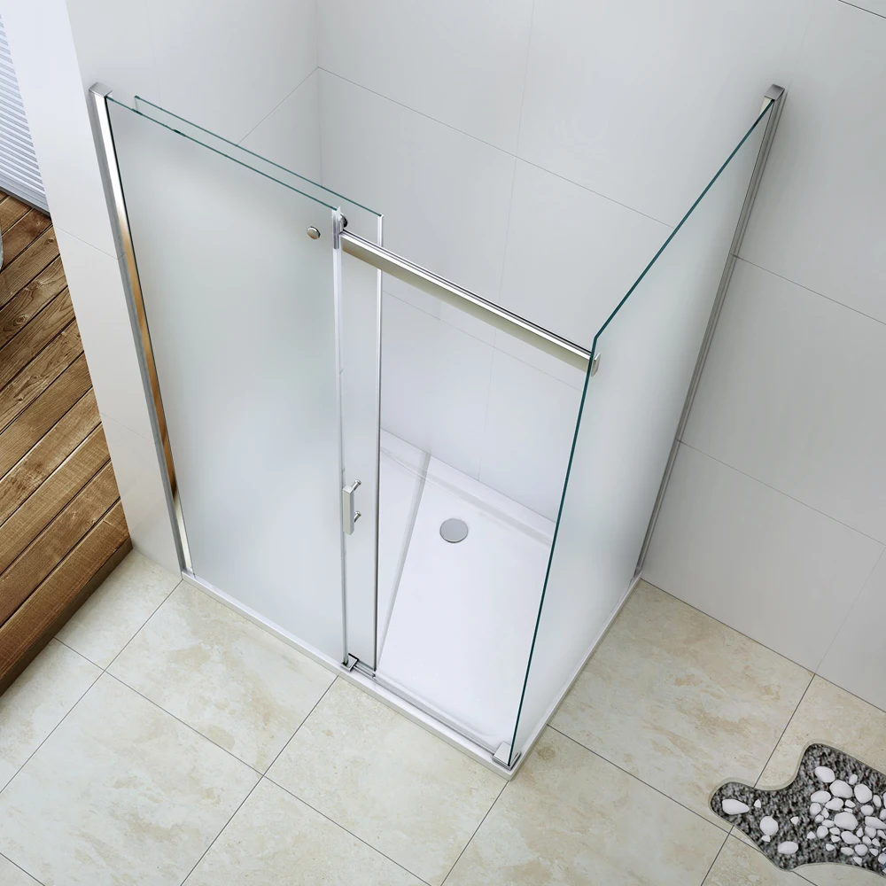 EX-904 2 door luxury sliding straight frame stainless steel shower stall with ABS trays