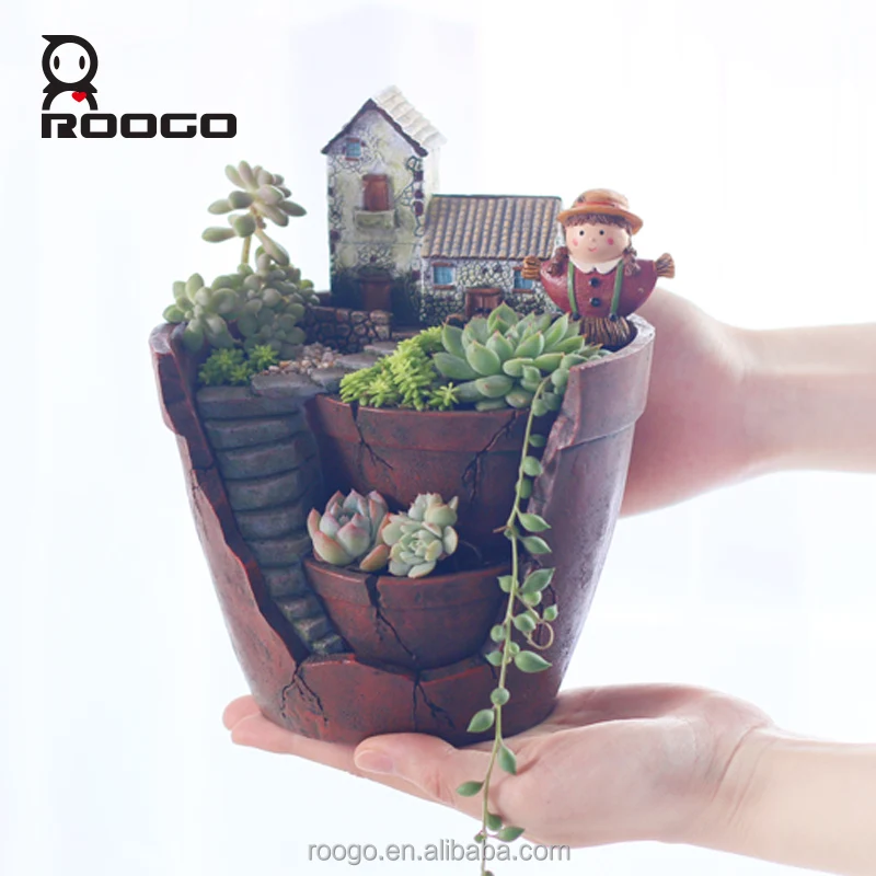 Roogo садовый в воздухе полимерный суккулент бонсай деревенский коттедж цветочный горшок многоместный горшок домашний и садовый декор
