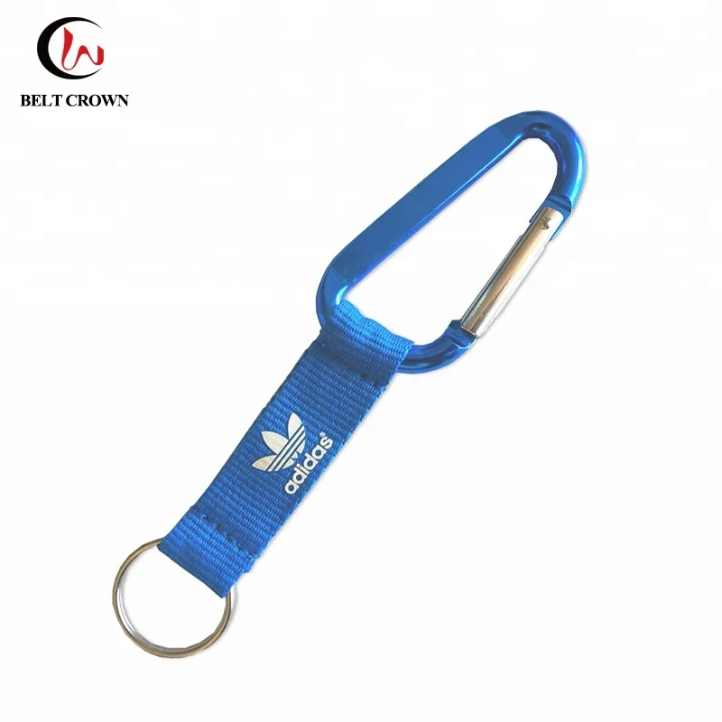 Factory supply custom carabiner with strap and keyring