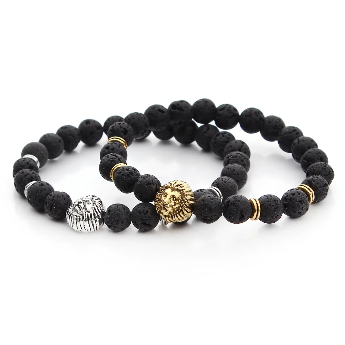 
Luxury Men Bracelet New Design Lava Stone Bracelet Volcanic Stone Bracelet Lion Hand Accessories 