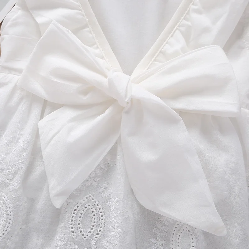 Boutique Wholesale Sleeveless Solid Backless Bow Baby Girl Dress Princess Summer Dress