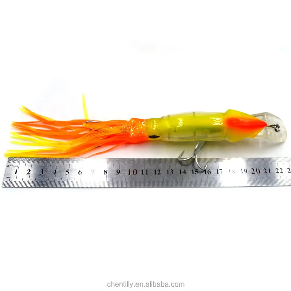 10 pcs hard Squid fishing lures Soft tail squid with hook Top water Lures Trolling Bait 9 Inch 45 g Colors mixed