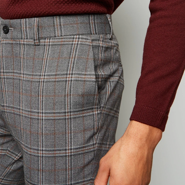 
New clothes casual man formal ninth pants design check skinny men trousers 