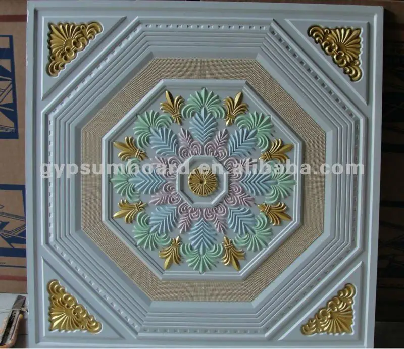 
60x60 or 2x2 painted artistic fiberglass gypsum ceiling tiles 