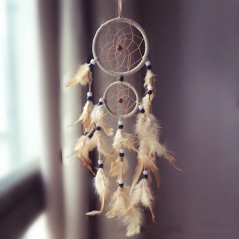 vintage home decoration retro feather dream catcher circular feathers ...