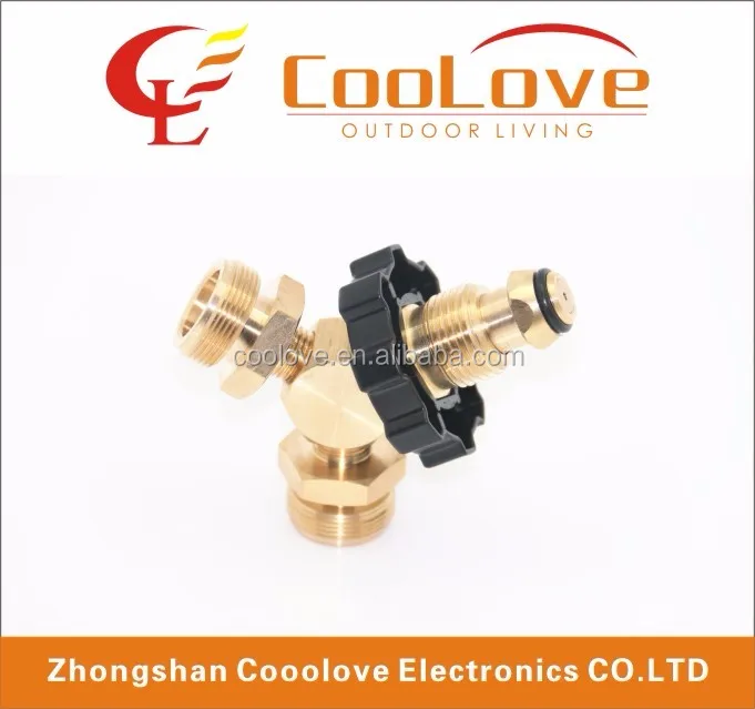 connect two appliances to one cylinder propane y type male adapter with handwheel