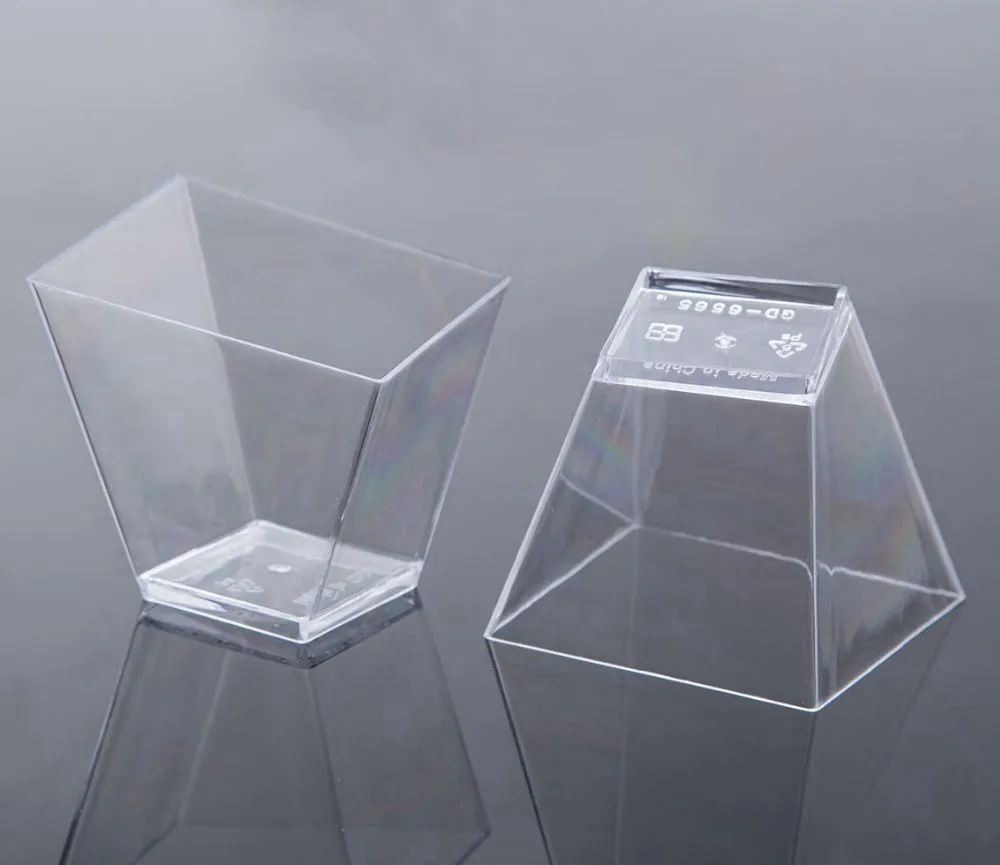 Biodegradable disposable transparent ps ice cream  square mousse plastic dessert cups