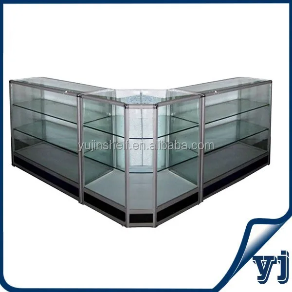 Titanium Alloy Glass showcase Kiosk Design/ Jewelry Kiosk showcase Used in Shopping Malls
