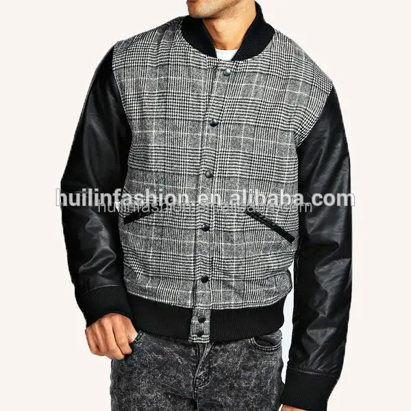 wholesale clothes turkey istanbul 2015 hot sale men bomber jacket leather sleeve contrast jackets men