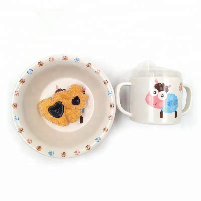 Most popular children tableware bamboo melamine kitchenware wholesale melamine dinner set in the packs