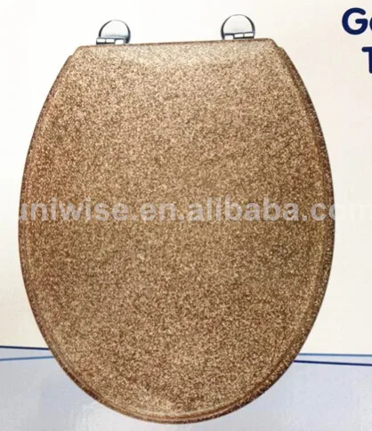 Glossy  glittery Sliver Golden polyresin toilet seat Glitter toilet seat