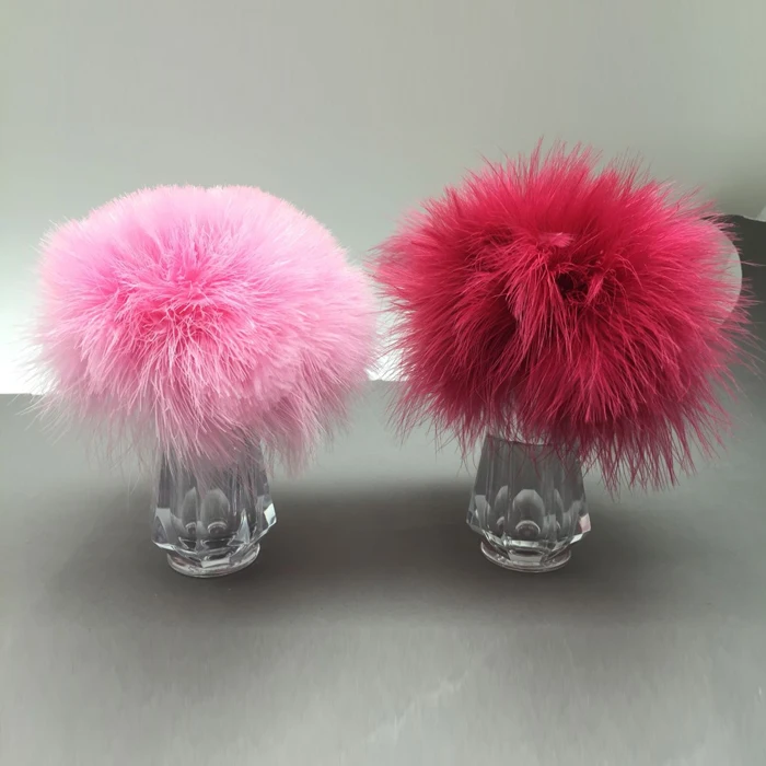 Fluffy Black Turkey Feather Refillable Makeup Powder Brush with container