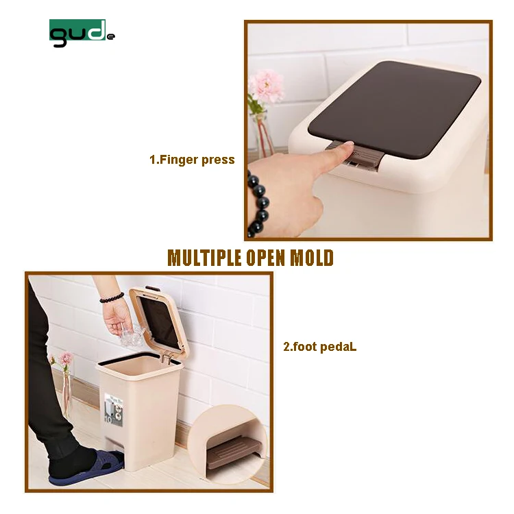 china supplier 10l household dual purpose pressing type trash can with pedal dustbin waste bin