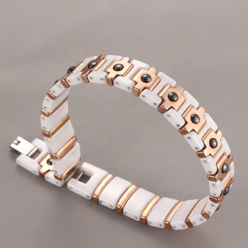 custom bio ceramic magnetic ceramic jewelry stainless steel women bracelet