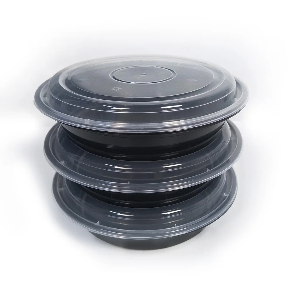 48oz round  black custom upscale disposable takeaway lunch breakfast boxes