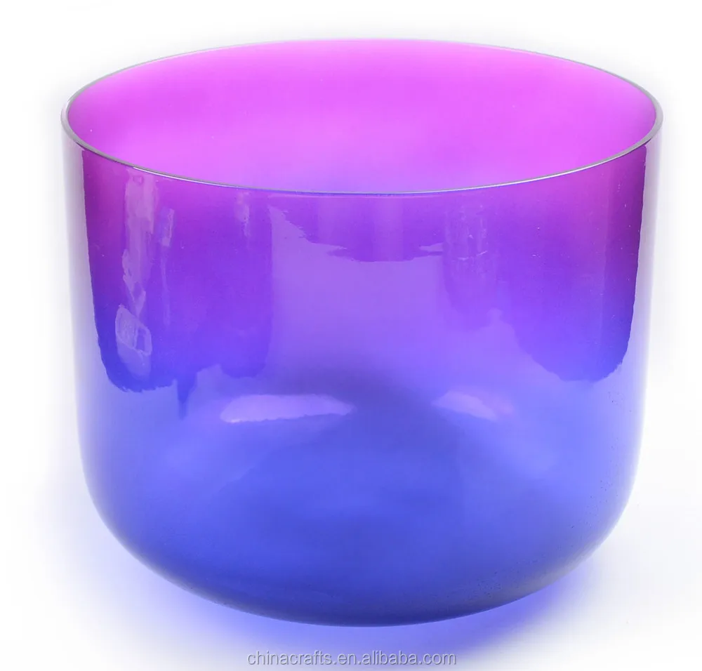 Clear Rainbow color 6-12 Inch Chakra Colored Frosted Quartz Crystal Singing Bowls Note CDEFGAB