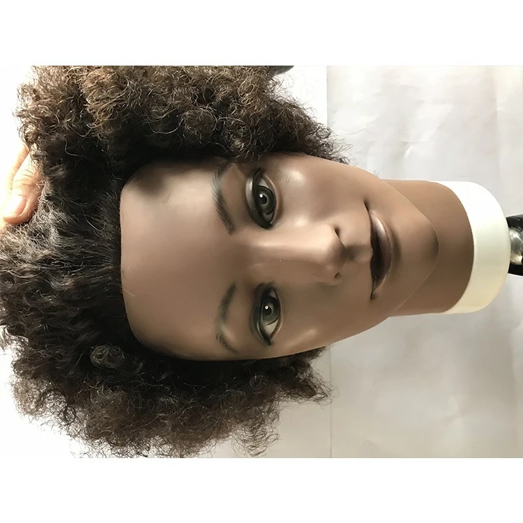 Afro American Cosmetology Mannequin Head 100% Human Hair afro training hair mannequin for practice braiding