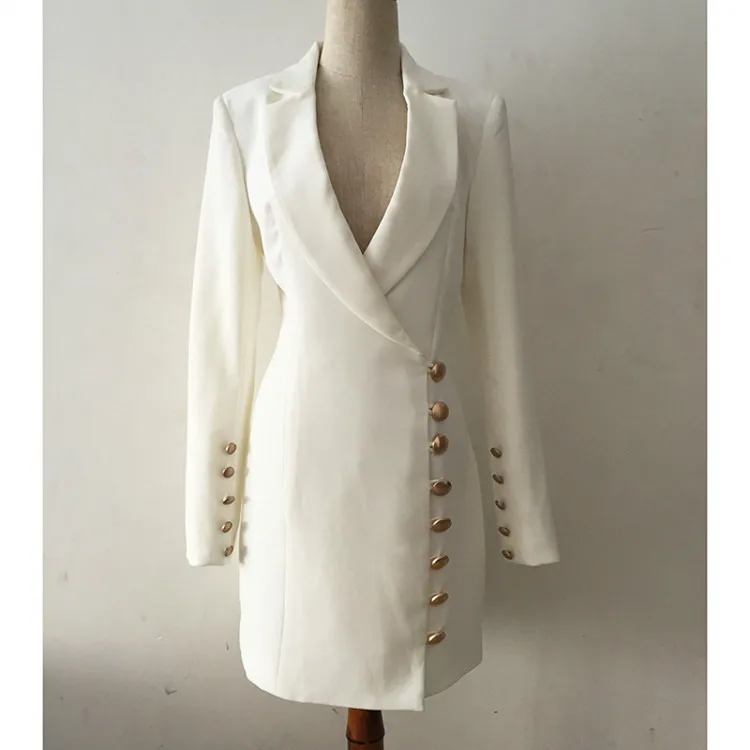 Low Moq Clothing Manufacturer Elegant Lapel Collar Long Sleeve OL Blazer Mini Dress