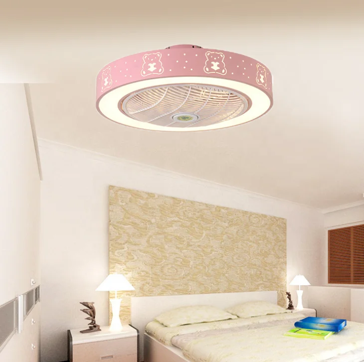 AC Children Ceiling Fan Pink Decor With Light