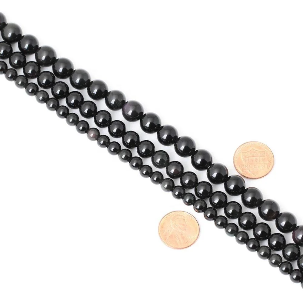 Натуральный гладкий черный обсидиан для изготовления ювелирных изделий, поделок ручной работы, бусины из черного обсидиана